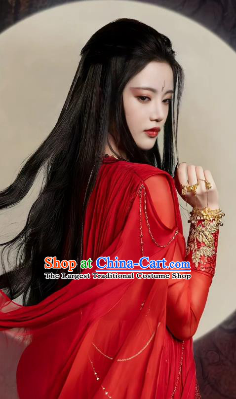 Till The End of The Moon Nine Tail Fox Fairy Pian Ran Replica Clothing China Xianxia TV Series Ancient Swordswoman Red Dress