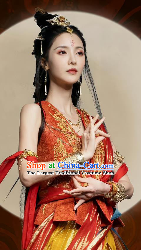 China Ancient Dancing Beauty Dresses Xianxia TV Till The End of The Moon Flying Goddess Chu Huang Replica Clothing