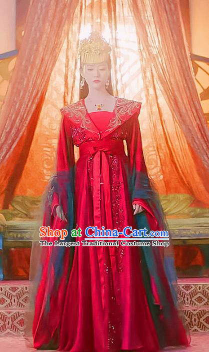 China Wedding Clothing Romantic TV Series Miss The Dragon Liu Ying Red Dress Prince Ancient Queen Costumes