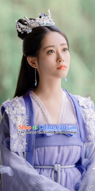 China Romantic TV Series Miss The Dragon Fairy Gu Qing Yan Lilac Dress Young Beauty Costumes Ancient Princess Clothing