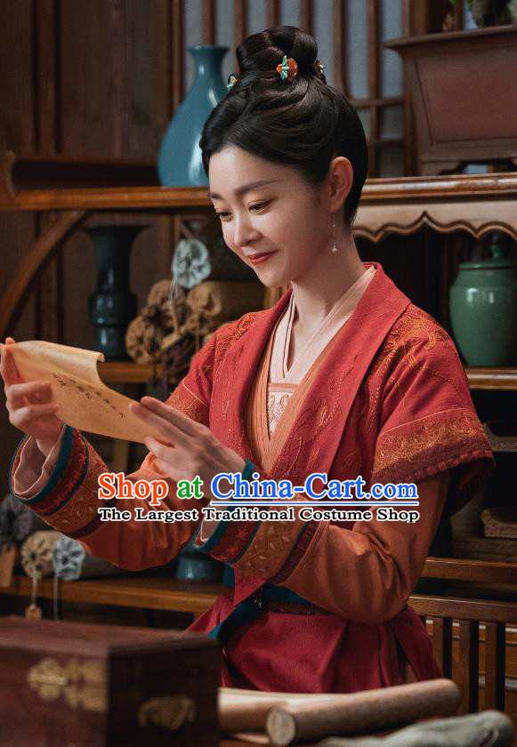 TV Series Destined Chang Feng Du Chinese Song Dynasty Young Mistress Red Costumes Ancient Woman Clothing