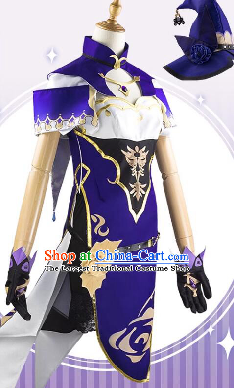 Handmade Cosplay Costume Genshin Female Knight Purple Dress