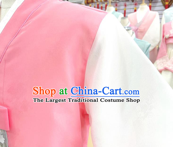Korean Ancient Groom Pink Outfit Clothing Traditional Stage Performance Costumes Handmade Male Hanbok Complete Set