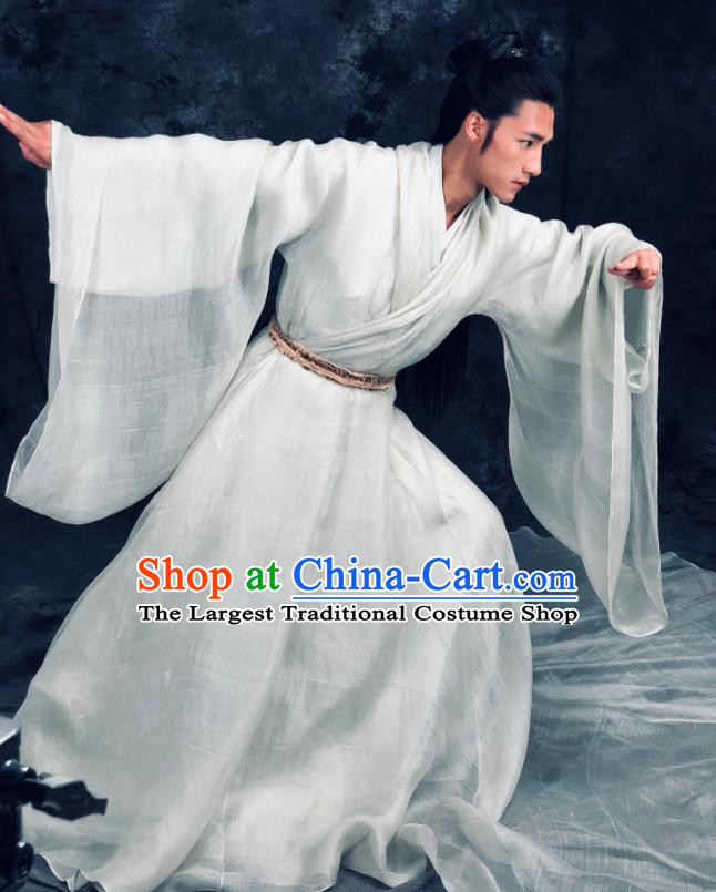 China Ancient Shang Dynasty Superhero White Costumes Film Creation of the Gods I Kingdom of Storms Er Lang God Yang Jian Clothing