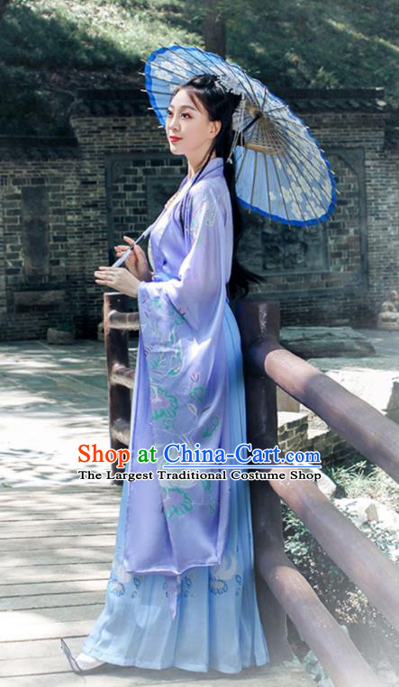 China Ancient Palace Princess Clothing Song Dynasty Yong Lady Costumes Traditional Light Violet Hanfu Dress