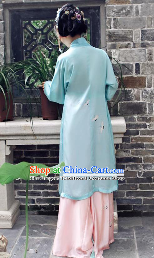 China Song Dynasty Noble Woman Costumes Ancient Young Mistress Clothing Traditional Hanfu Green Beizi and Skirt