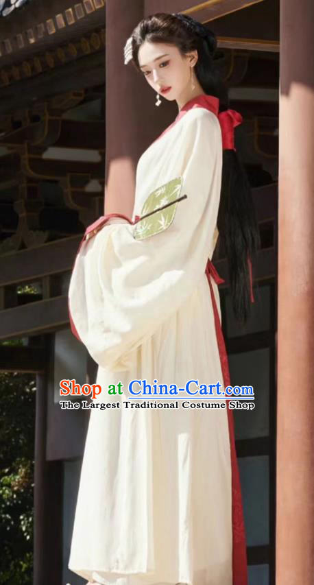 China Warring States Time Court Woman Costumes Ancient Palace Princess Clothing Traditional White Hanfu Dress