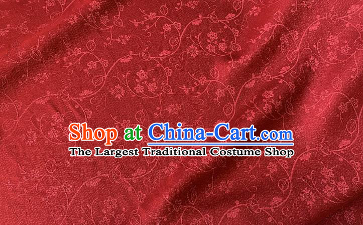 Red Chinese Classical Plum Blossom Pattern Silk Fabric Cheongsam Cloth Hanfu Silk Material