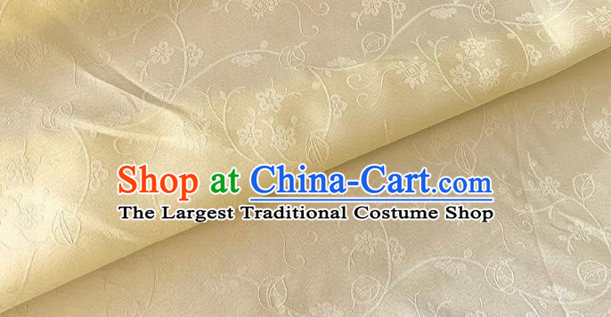 Light Yellow Chinese Hanfu Silk Material Classical Plum Blossom Pattern Silk Fabric Cheongsam Cloth