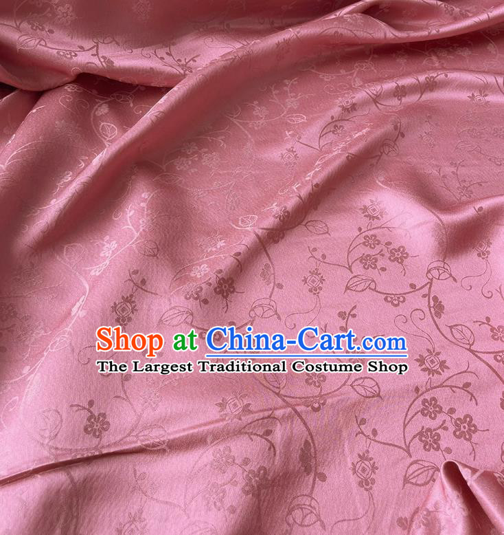 Deep Pink Chinese Hanfu Silk Material Classical Plum Blossom Pattern Silk Fabric Cheongsam Cloth