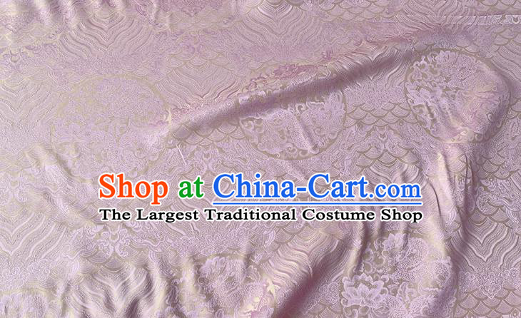 Pink Chinese Classical Round Dragon Pattern Silk Fabric Cheongsam Cloth Traditional Hanfu Silk Material