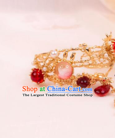 China Ancient Dunhuang Fairy Jewelry Tang Dynasty Princess Wristlet Handmade Hanfu Bracelet and Ring Set