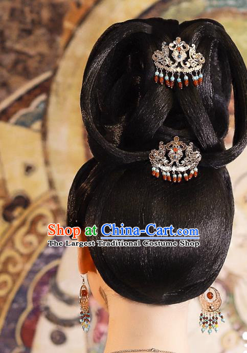 China Tang Dynasty Dance Lady Headdress Handmade Hanfu Accessories Ancient Dunhuang Fairy Jewelries Set