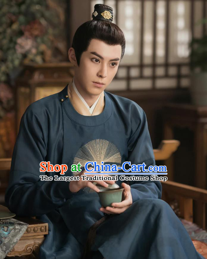 Chinese Traditional Hanfu Clothing Ancient Hero Costumes TV Drama Unchained Eunuch Xiao Duo Blue Outfit