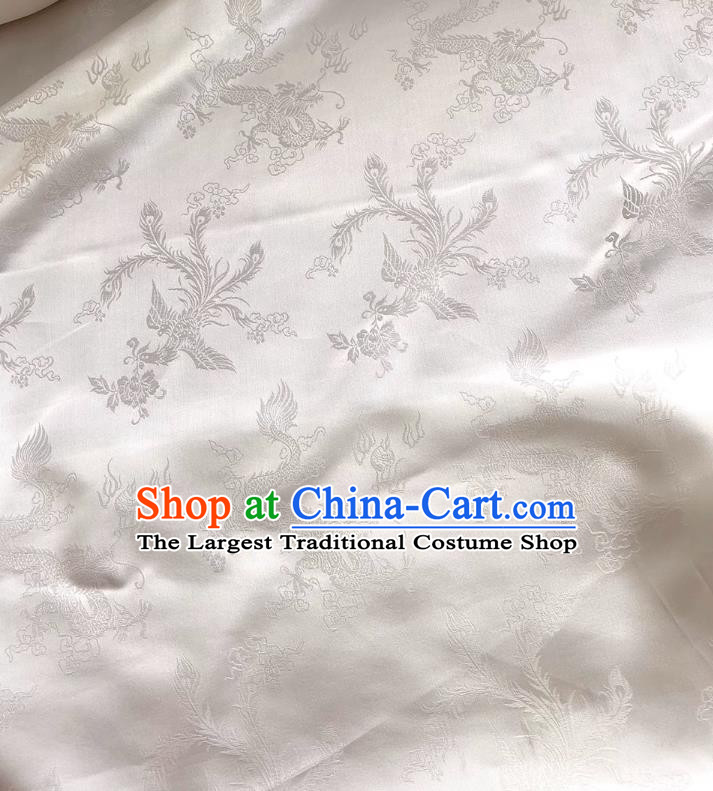 White China Classical Dragon and Phoenix Pattern Silk Jacquard Cheongsam Fabric Traditional Material