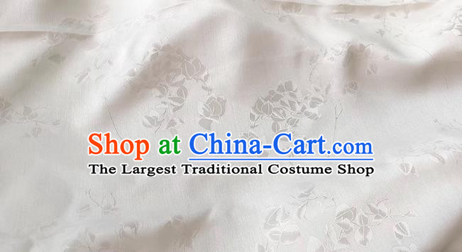 White China Cheongsam Fabric Traditional Material Classical Peach Blossom Pattern Silk