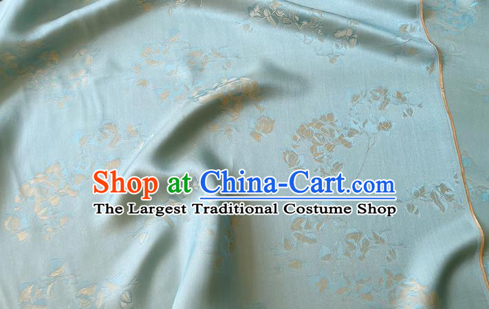Blue China Traditional Material Classical Peach Blossom Pattern Silk Cheongsam Fabric