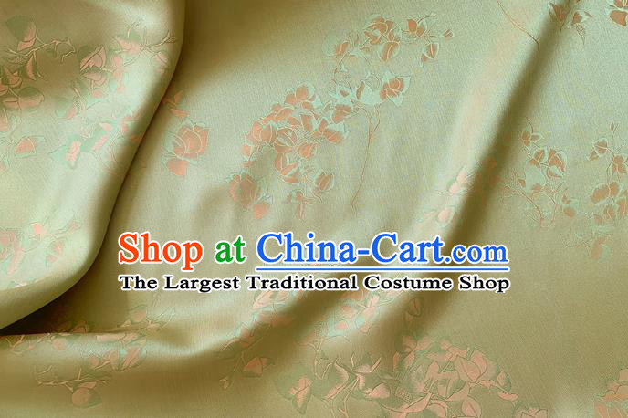 Light Green China Cheongsam Fabric Traditional Dress Material Classical Peach Blossom Pattern Silk