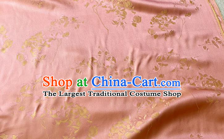 Peach Pink China Traditional Dress Material Classical Peach Blossom Pattern Silk Cheongsam Fabric