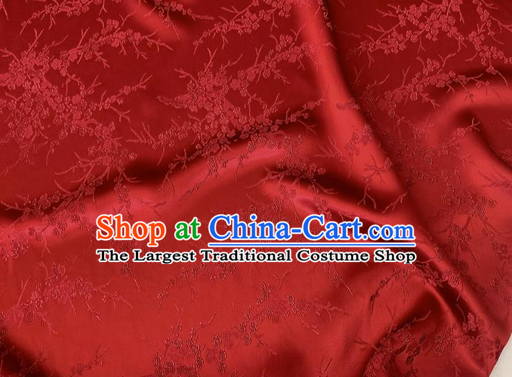 Wine Red China Embossed Stretch Fabric Traditional Cheongsam Material Classical Plum Blossom Pattern Silk