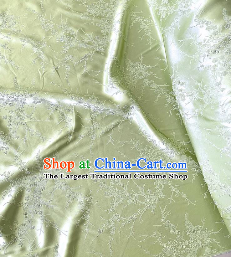 Light Green China Traditional Material Classical Embossed Plum Blossom Pattern Silk Cheongsam Stretch Fabric