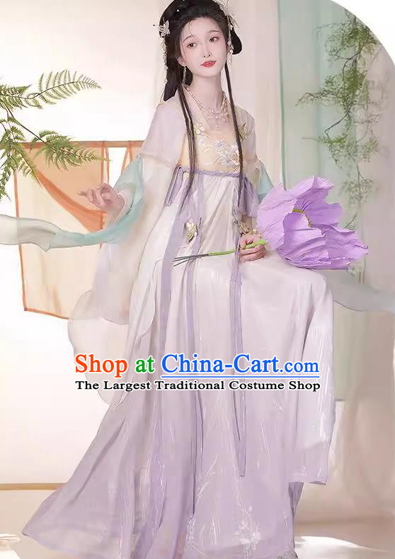 Ancient Tang Dynasty Princess Lilac Dresses Chinese Palace Lady Clothing Hanfu Hezi Qun