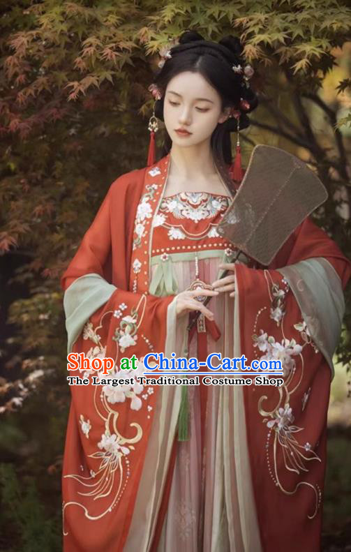 Chinese Hanfu Hezi Qun Tang Dynasty Princess Red Dresses Ancient Goddess Clothing