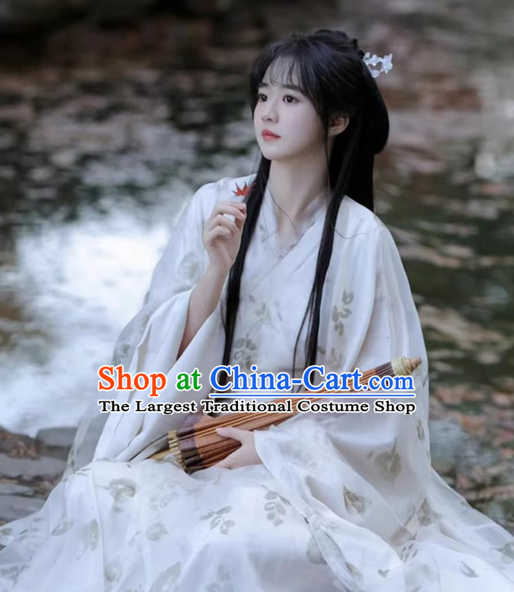 China Wei Dynasty Palace Lady Clothing Ancient Palace Princess Costumes Traditional Hanfu White Dresses