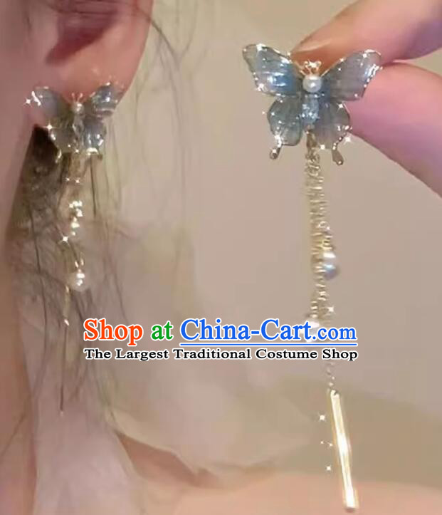 Chinese Classical Cheongsam Earrings Top Handmade Hanfu Butterfly Ear Jewelries
