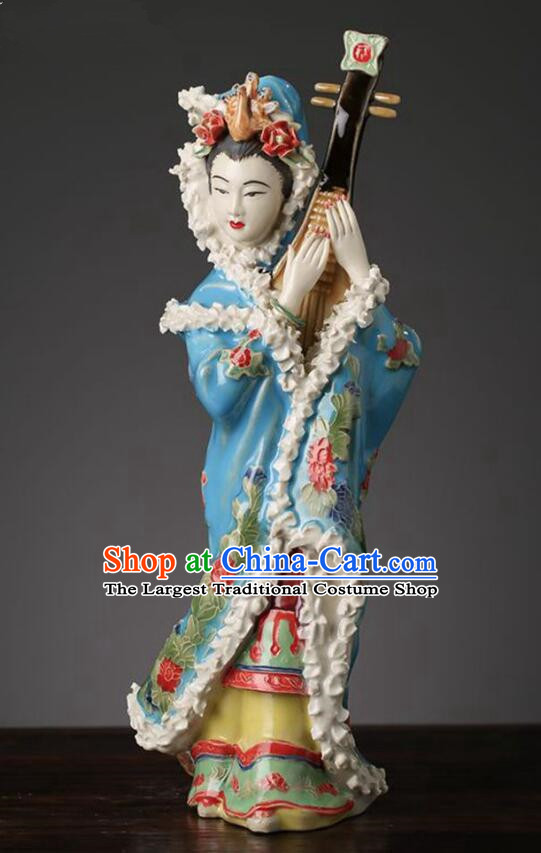 Handmade Chinese Shiwan Ceramics Statue Arts Collection the Four Great Beauties Wang Zhao Jun