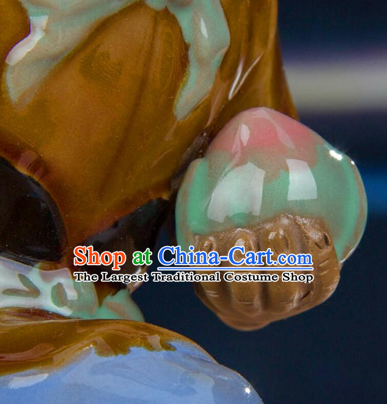 Handmade Sun Wu Kong Arts Collection Chinese Shiwan Ceramics Journey to the West Handsome Monkey King Statue