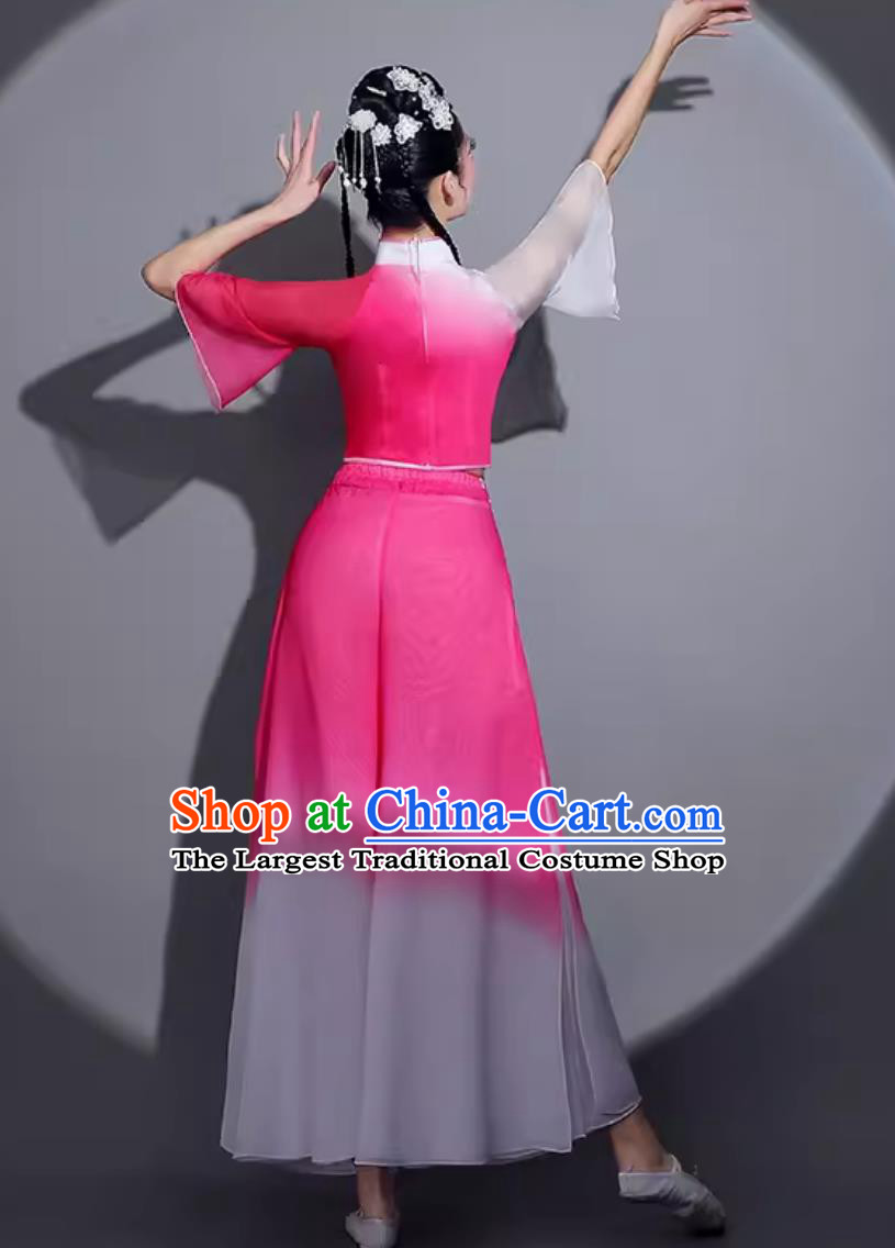 China Folk Dance Pink Outfit Chinese Jiaozhou Yangko Dance Costume Traditional Women Group Dance Clothing