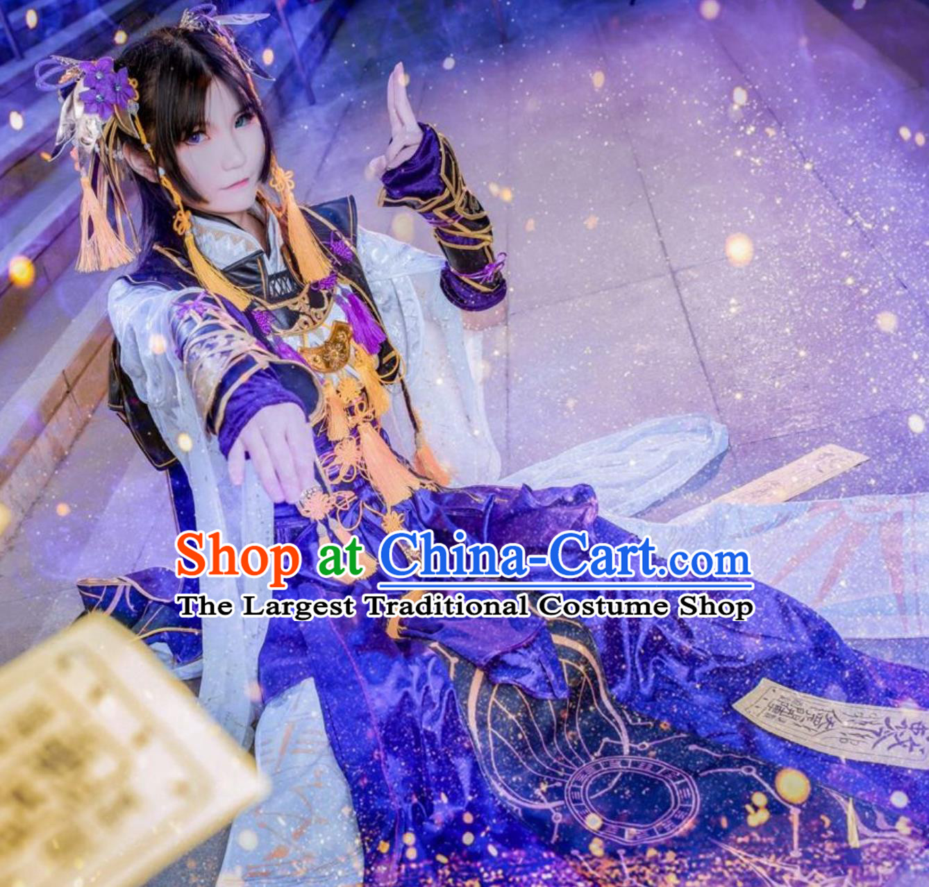 Ancient Chinese Female Swordsman Costume China Online Game Sword Heroes Fate Cosplay Yantian Sect Young Woman Purple Dress