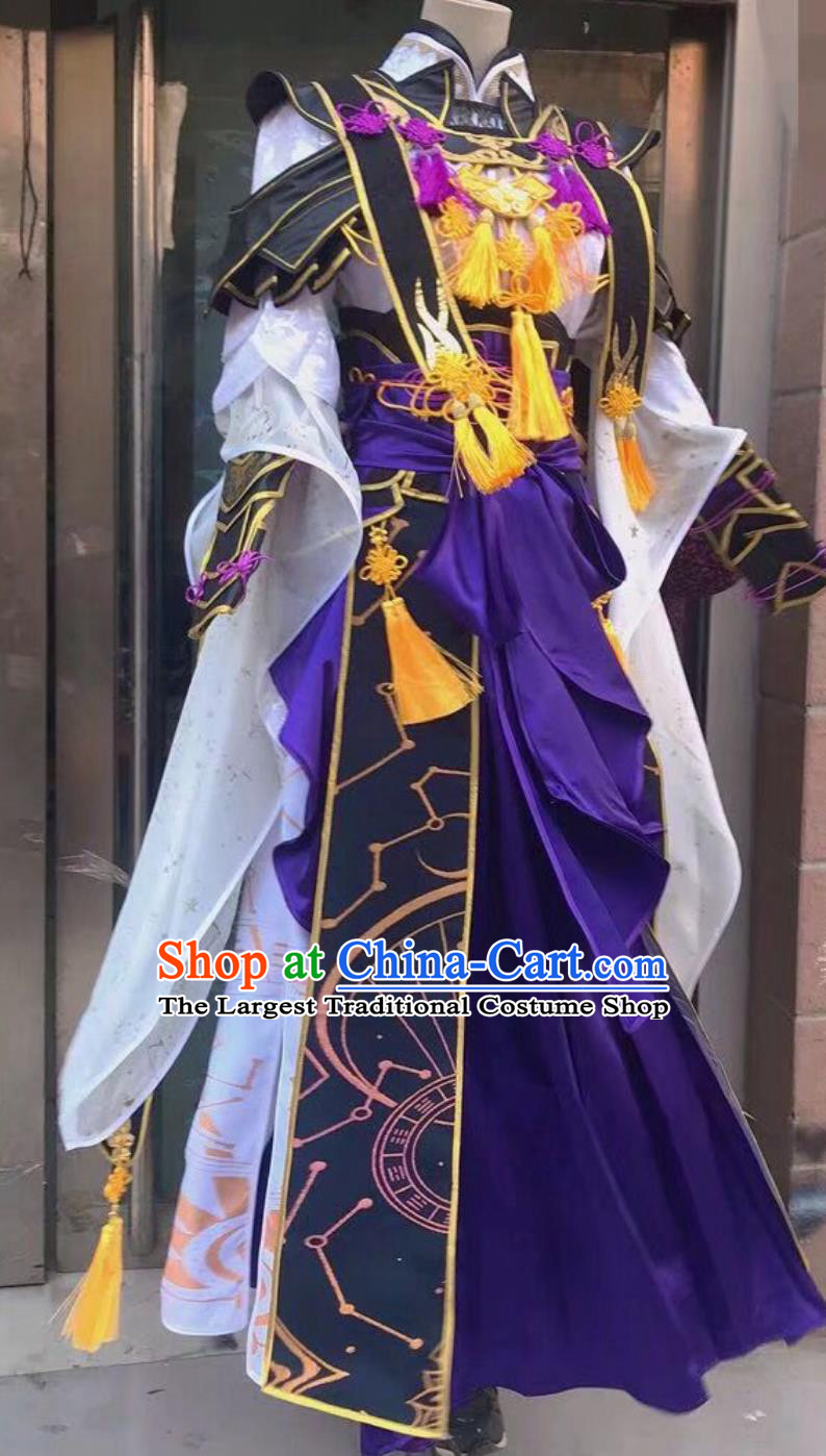 Ancient Chinese Female Swordsman Costume China Online Game Sword Heroes Fate Cosplay Yantian Sect Young Woman Purple Dress