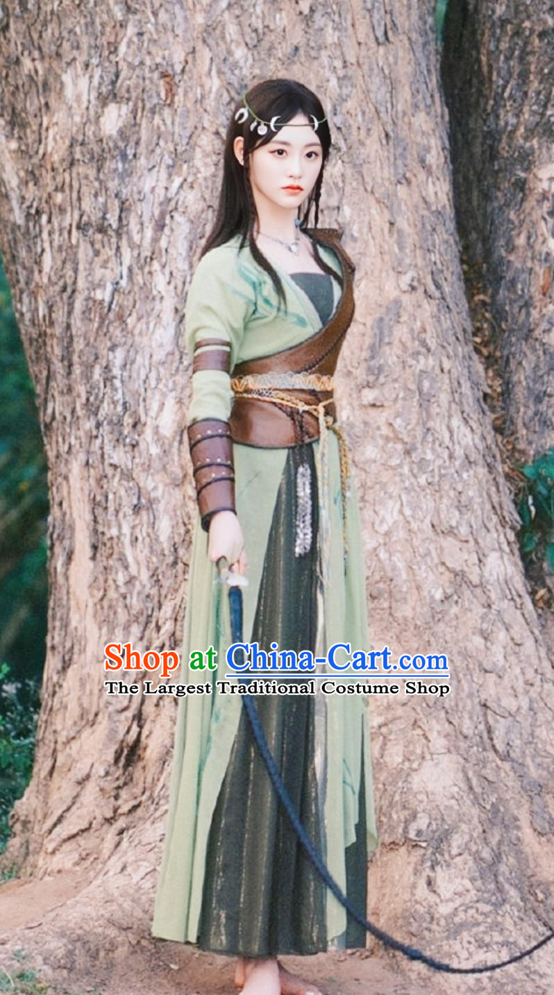 TV Series Drama Burning Flames Shen Yin Country Woman A Lan Costume Ancient China Swordswoman Dress Traditional Chinese Female Hanfu