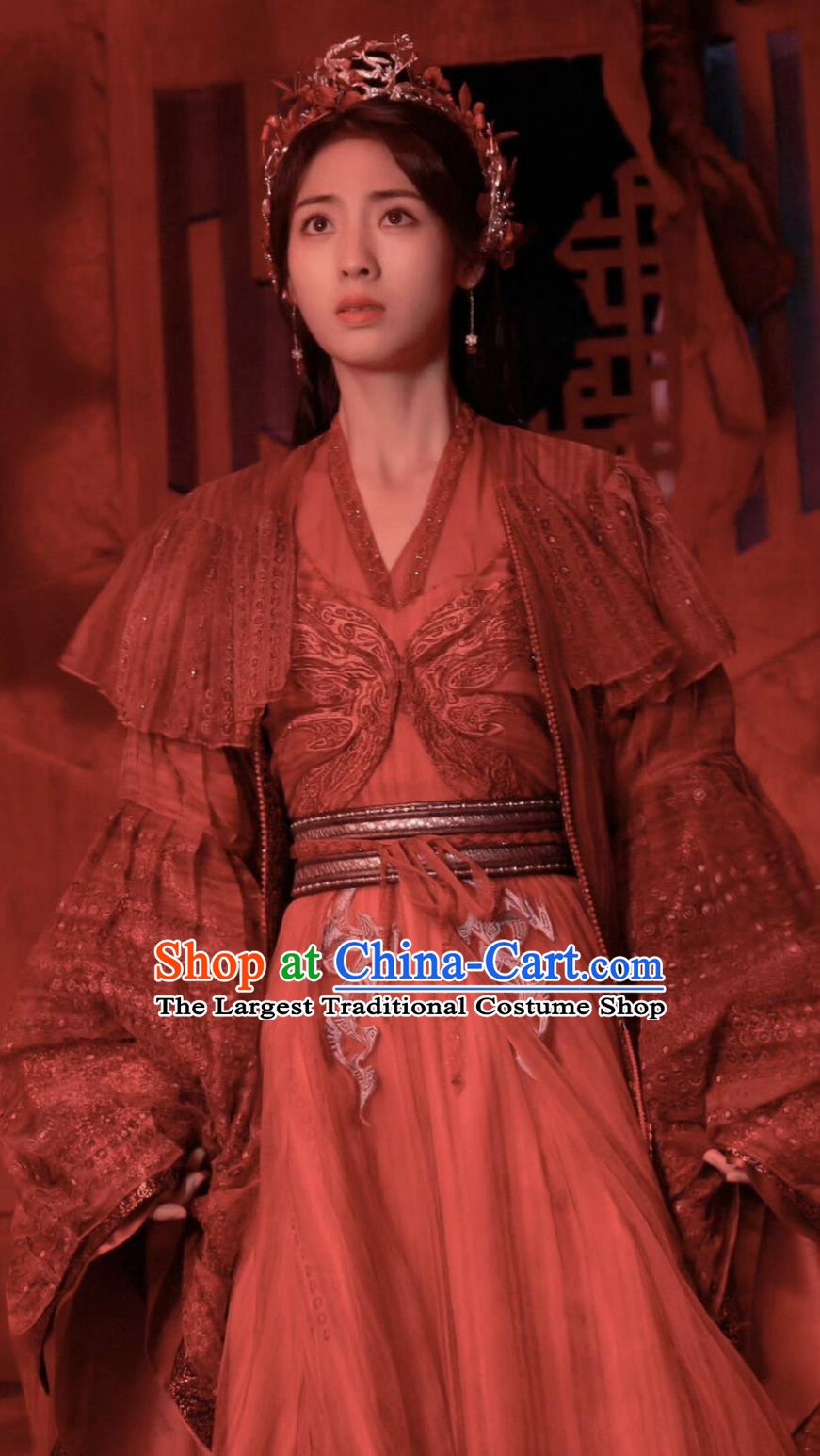 Ancient China Young Lady Clothing Traditional Chinese Wedding Hanfu Dress TV Series Drama Burning Flames Ming Yue Red Costume