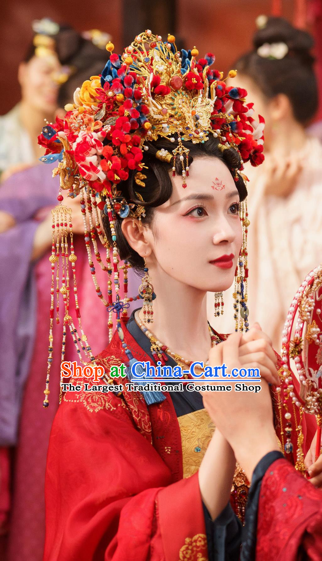 Traditional Chinese Tang Dynasty Wedding Red Hanfu Dress TV Series Drama Follow Your Heart Jiang Suo Luo Costume Ancient China Bride Clothing