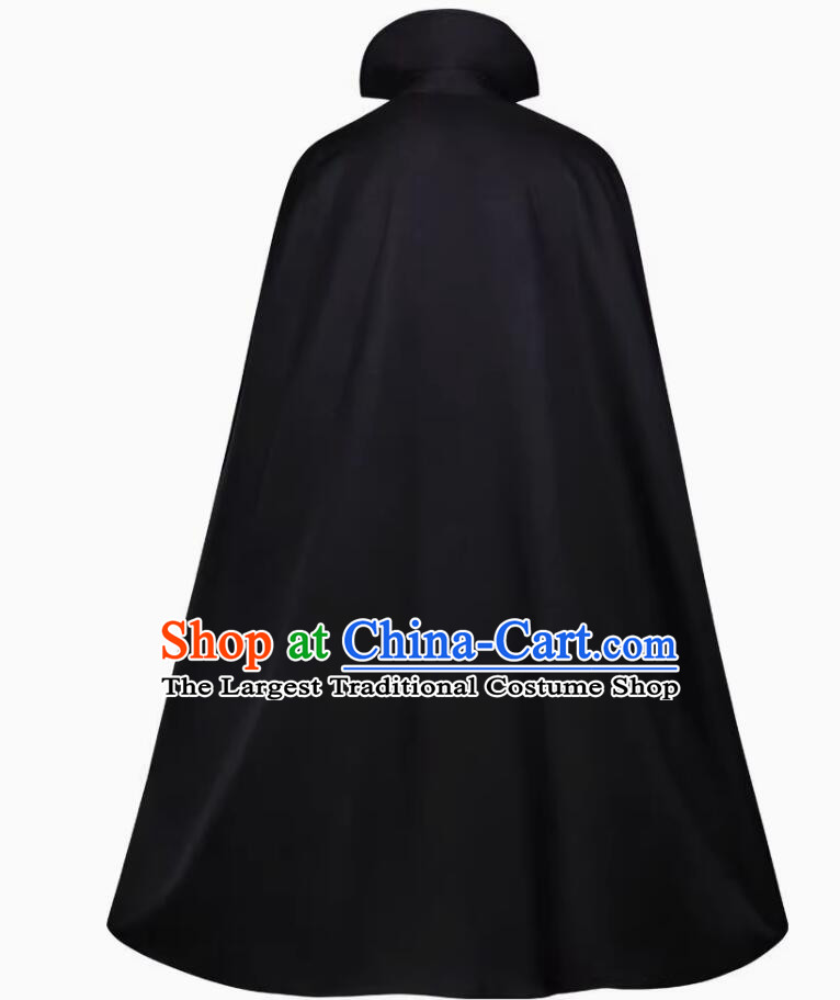 Top Medieval Europe Winter Costume Handmade Black Woolen Cape Gothic Cloak