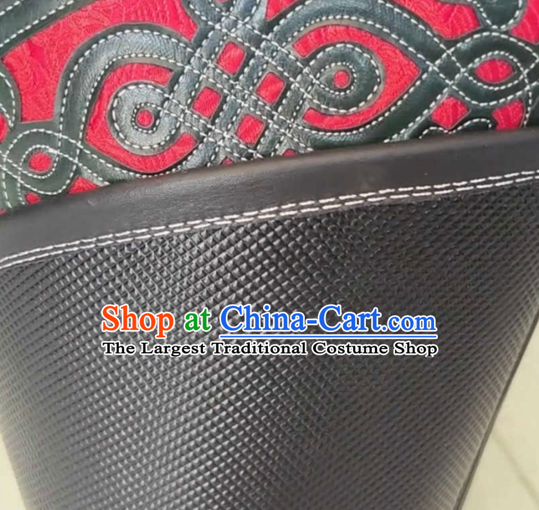 Handmade Mongol Shoes Traditional Chinese Mongolia Ethnic Black Cowhide  Boots Mongolian Minority Dance Shoes for Men