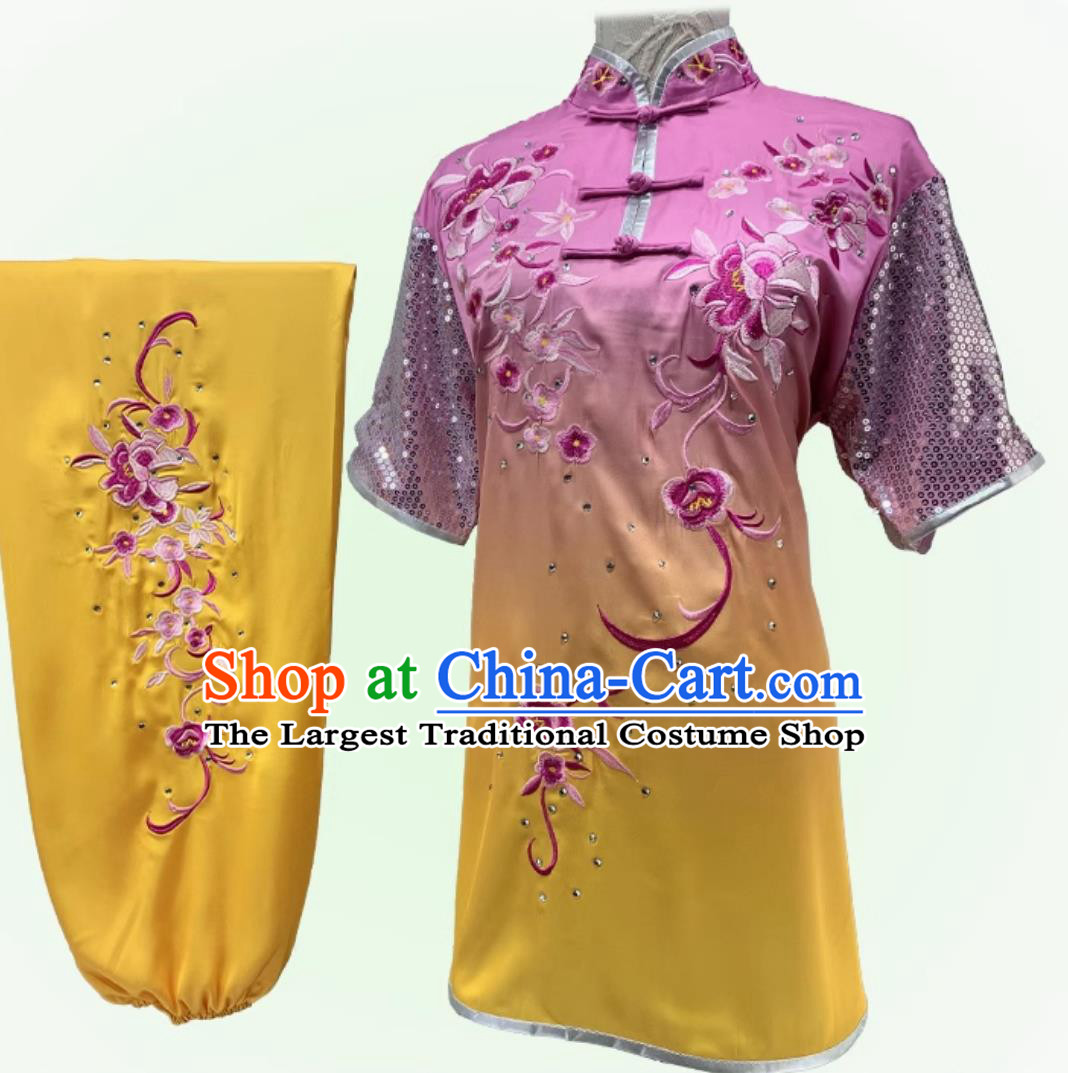 Chinese Kung Fu Suit Embroidered Mulan Competition Outfit Wushu Tournament Clothing Traditional Martial Arts Costume