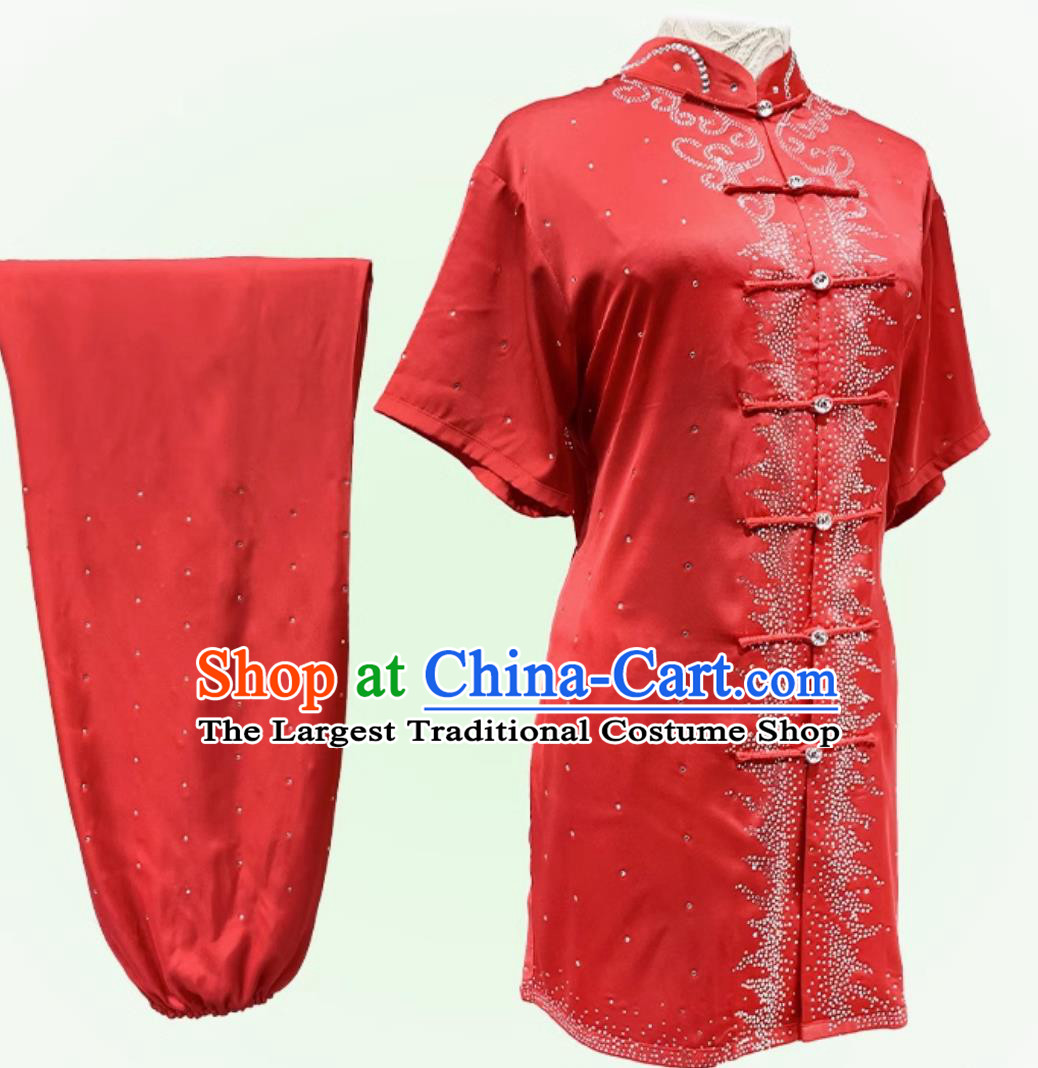 Top Wushu Competition Outfit Martial Arts Tournament Clothing Traditional Kung Fu Costume Chinese Changquan Red Uniform