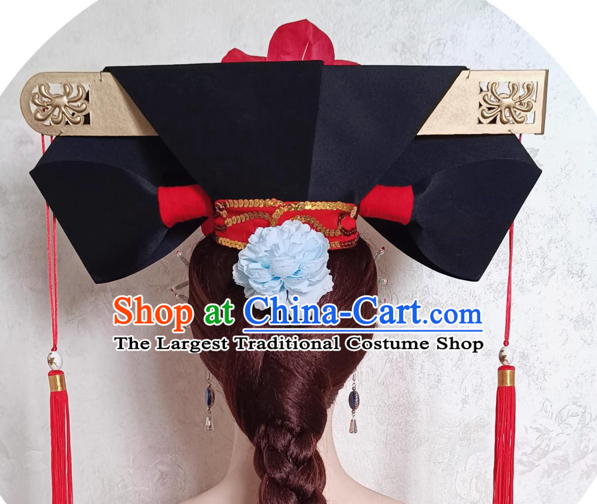 China Qing Dynasty Palace Lady Hat Traditional Chinese Manchu Woman Headdress TV Series Princess Pearl Qing Er Headgear