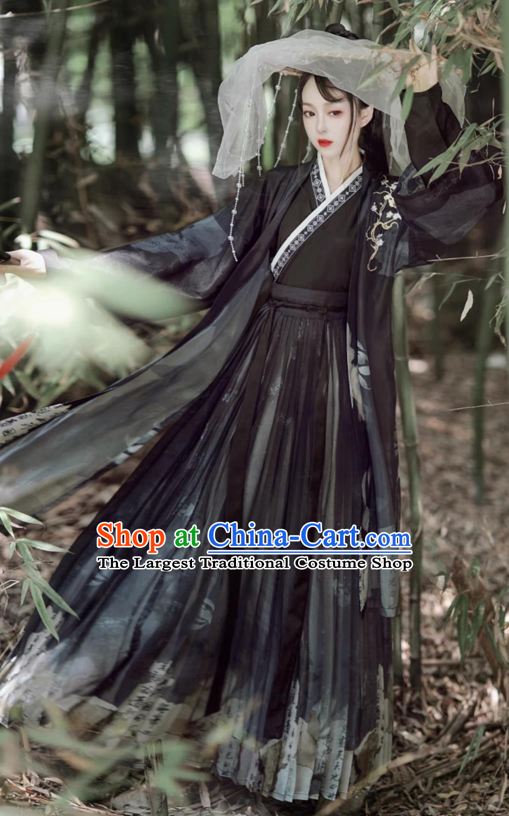 Ancient China Swordswoman Costume Traditional Black Hanfu Dress Chinese Jin Dynasty Heroine Clothing
