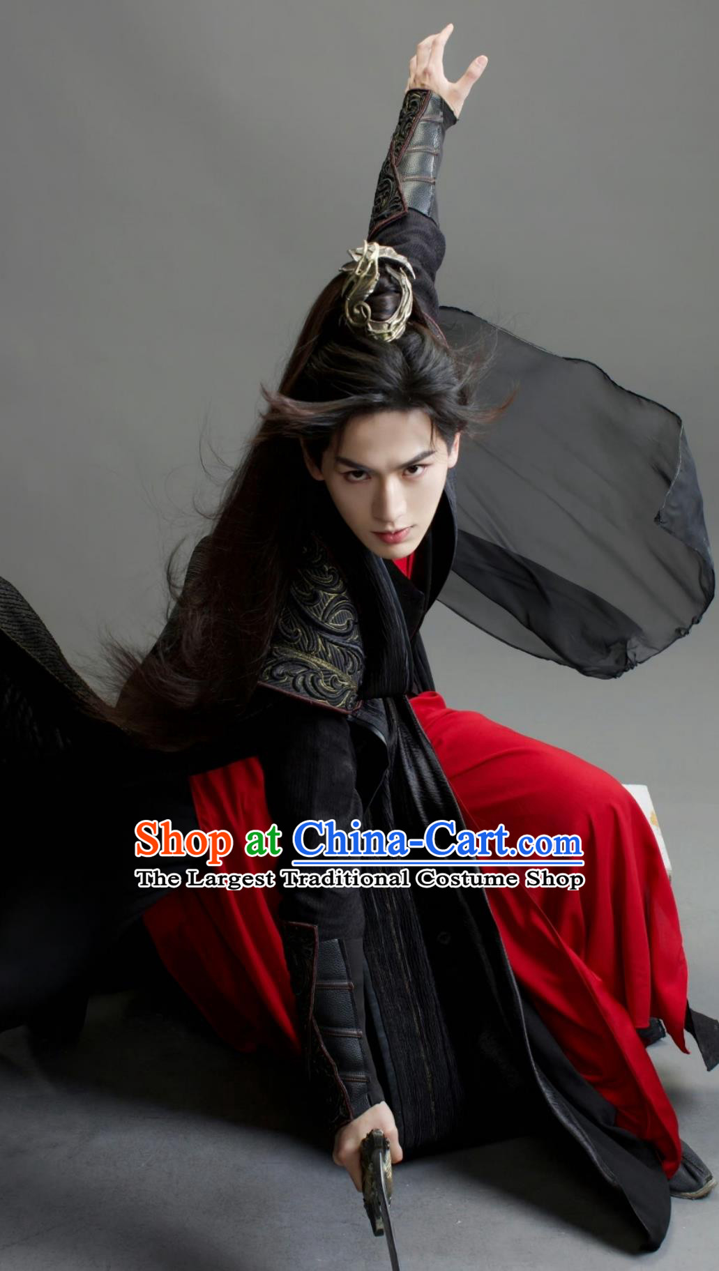 TV Series Drama Tiger and Crane Demon Bender Qi Xiao Xuan Black Costume Ancient China Hero Clothing Traditional Chinese Hanfu