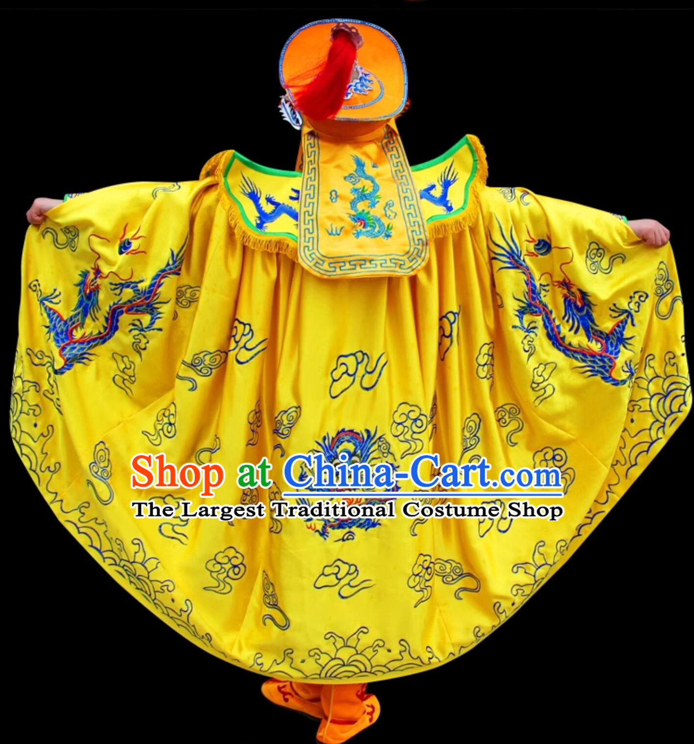 Professional Sichuan Opera Mask Changing Clothing Chinese Mask Change Costume and Hat Traditional Bian Lian Yellow Outfit Complete Set