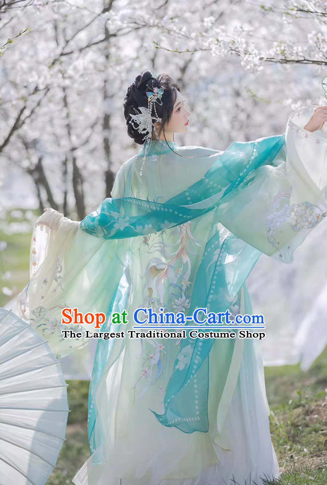Chinese Song Dynasty Embroidered Epiphyllum Clothing Ancient China Princess Costume Traditional Hanfu Dress