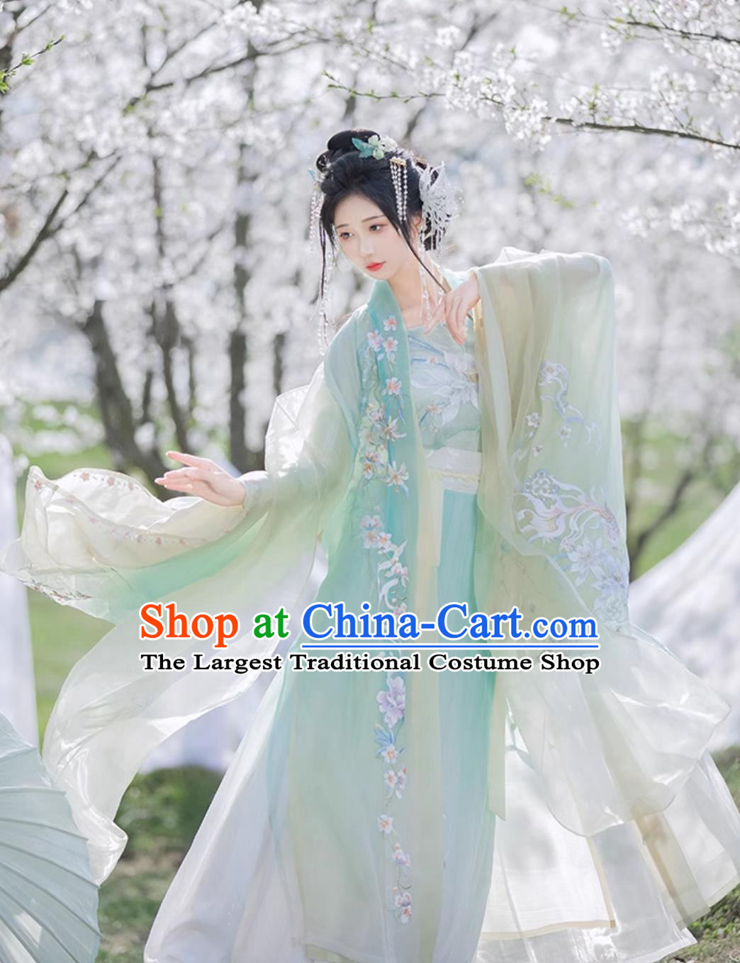 Chinese Song Dynasty Embroidered Epiphyllum Clothing Ancient China Princess Costume Traditional Hanfu Dress