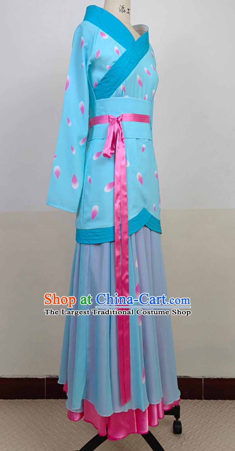 Chinese Classical Dance Clothing Dance Repertoire Chun Shui Qian Xi Costume Women Group Dance Hanfu Dress