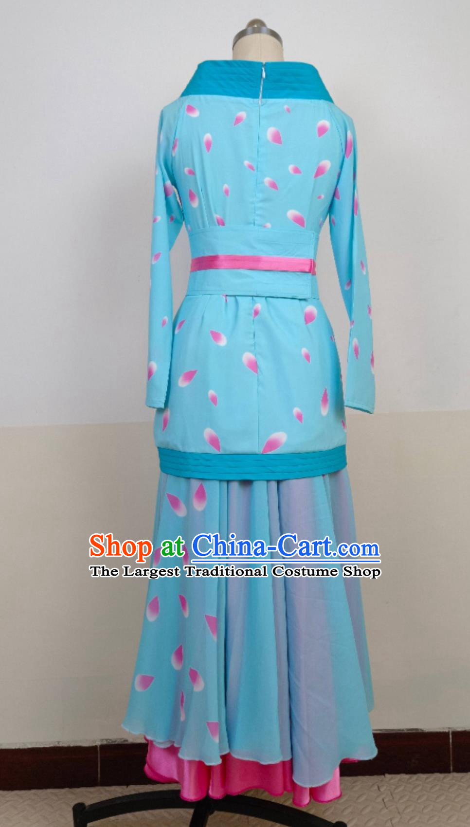 Chinese Classical Dance Clothing Dance Repertoire Chun Shui Qian Xi Costume Women Group Dance Hanfu Dress