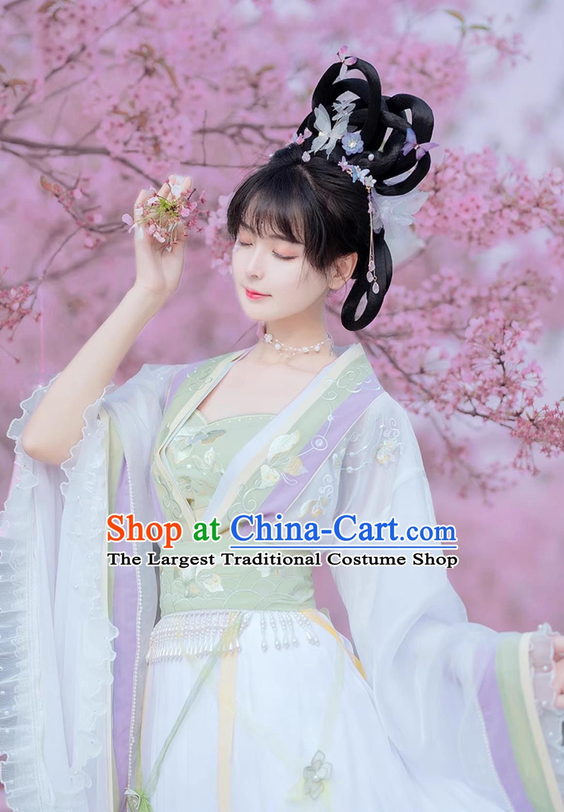 Traditional Chinese Jin Dynasty Princess Clothing Embroidered White Hanfu Dress Ancient China Goddess Costume
